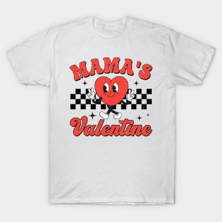 Retro Groovy Mama is My Valentine Cute Heart Boys Girls Kids T-Shirt